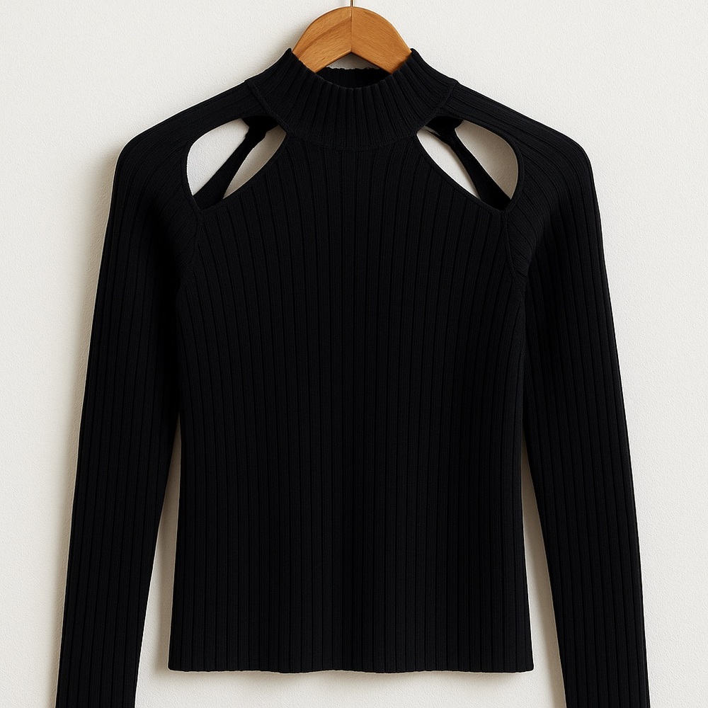 DION LEE SSENSE Exclusive Black Collarbone Skivvy Sweater